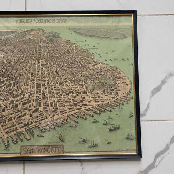 Vintage 1968 North American Press Bird's-Eye View Map of San Francisco CA - Picture 3 of 11